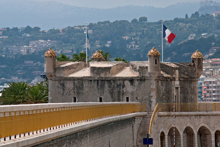Bastion in old port of Menton  Azure coast  Franceのeditorial素材