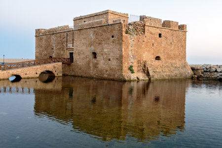 Medieval fort in Paphos port on Cyprusのeditorial素材