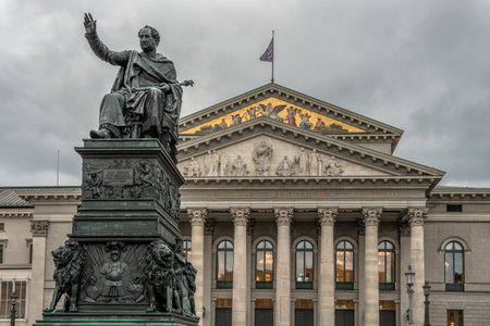 Monument Max Joseph near National Theatre Munich on square in central Munichのeditorial素材
