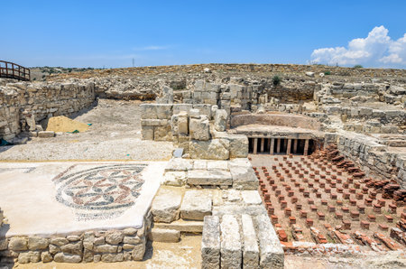 Ruins of ancient town Kourion in archaeological museum on Cyprusのeditorial素材