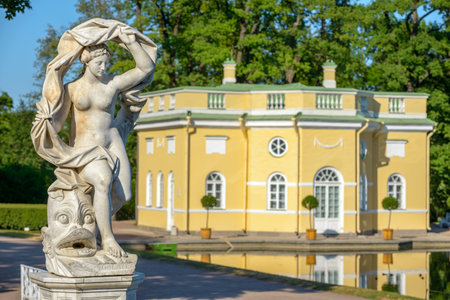 Galatea sculpture near Upper Bathhouse pavilion in the Catherine Park. St. Petersburg. Russiaのeditorial素材