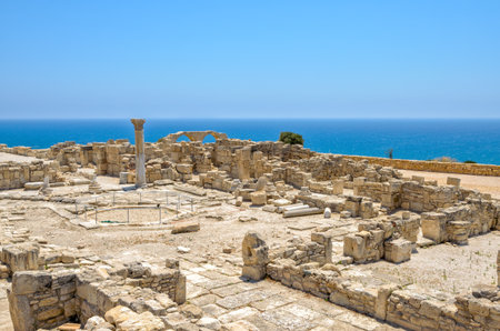 Ruins of an early Christian basilica in ancient town Kourion on Cyprusの写真素材