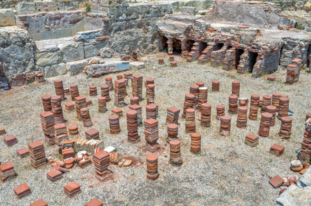 Ruins of roman baths in ancient town Kourion. Cyprusのeditorial素材