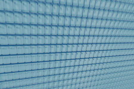 Squares patterned technology background with vanishing perspectiveの写真素材