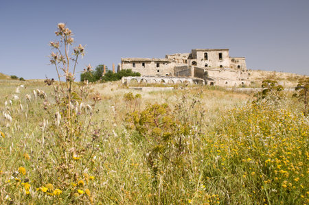 The ruins of old hacienda, Sicily, Italyの写真素材