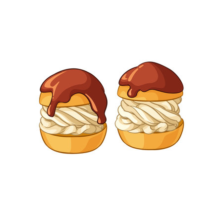 Profiteroles. Vector illustration isolated on white background.のイラスト素材