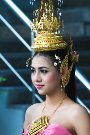 BANGKOK, THAILAND - NOV 6 : Unidentified Mrs. Noppamas thai woman in The Loy Krathong Festival, contest 2014" at Bangna Bangkok province on November 6, 2014 in Bangkok, Thailand.のeditorial素材