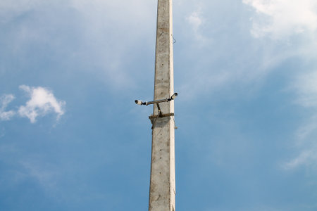 the cctv in the electricity postの写真素材