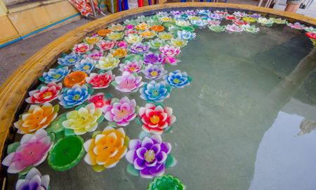 Malcolm in the bath at the temple in Thailand.の写真素材