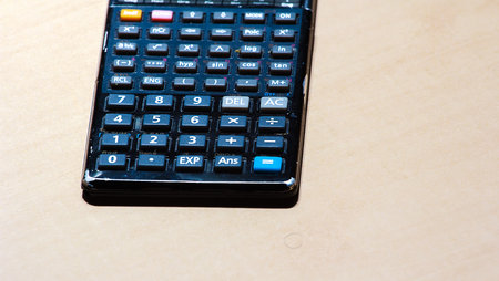 the calculator is in the calculation on account book