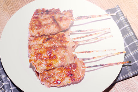 the grill pock is the food eatting with riceの写真素材