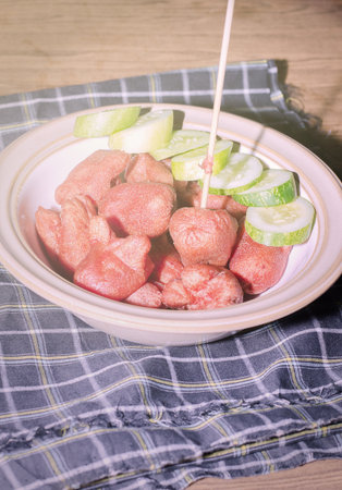 the fried hotdog is the food for usの写真素材