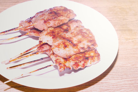 the grill pock is the food eatting with riceの写真素材