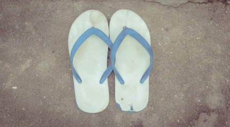 the rubber slippers for the footの写真素材
