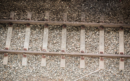 the railroad is for the trainの写真素材