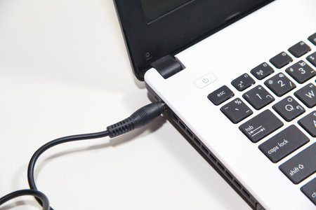 the power changer is adapter for computer laptop chargeの写真素材