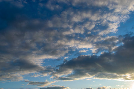 Morning sky with the rays of the rising sunの写真素材