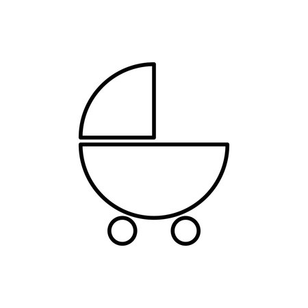 Baby stroller flat icon isolated on white backgroundのイラスト素材