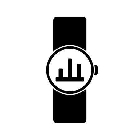 Watch icon vector illustration isolated on white background, black wristwatch pictogram symbol, clock monochrome iconのイラスト素材