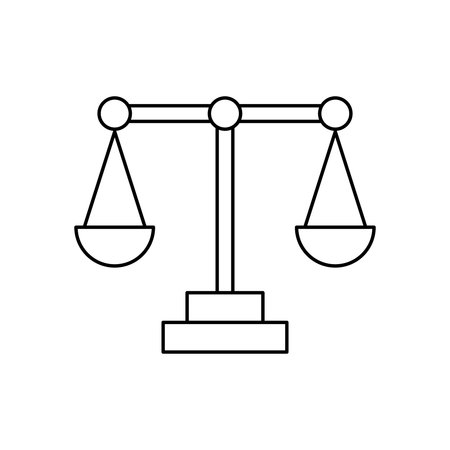 Justice scales line icon. Judgment scale sign. Legal law symbol. Linear style justice scales icon.のイラスト素材