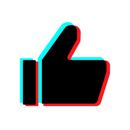 Thumbs up icon.Like sign in black red and blue colors. Simple vector illustrationのイラスト素材