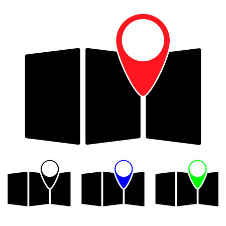 Set of multi-colored map pointers. GPS location symbol.Flat designのイラスト素材