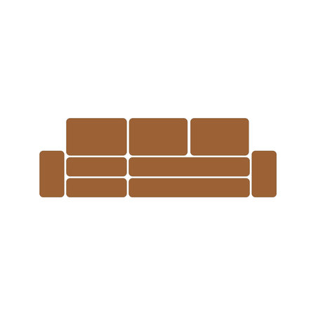 Brown Sofa icon isolated on white background. Couch for living room.のイラスト素材