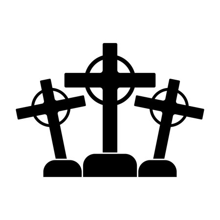 Three black crosses on white background. Vector illustration. Flat designのイラスト素材