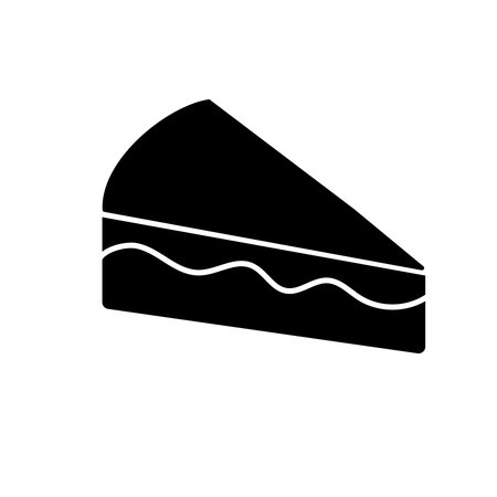 Black Cake Slice Icon on Flat Designのイラスト素材