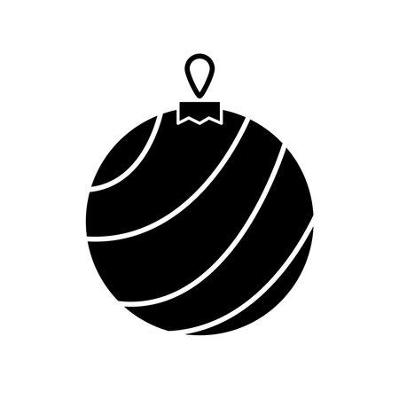 Christmas tree black toy, flat stile. Element of design for New Year and Christmasのイラスト素材