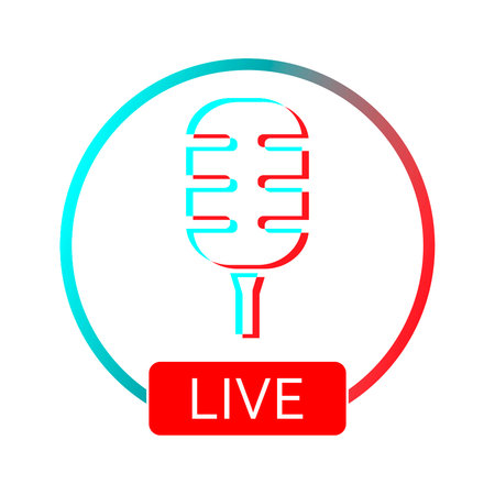 Template blank avatar for web app with microphone. Social media icon avatar frame. Live stories user video streaming.のイラスト素材