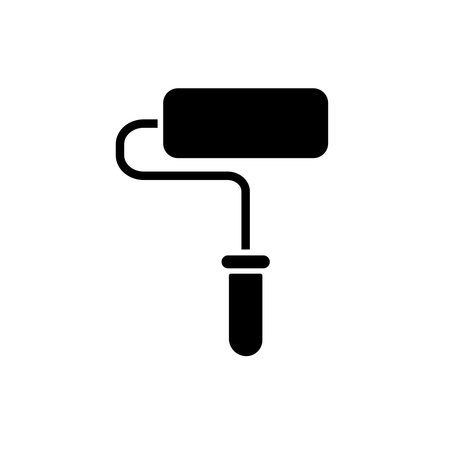 Black Paint roller icon isolated on white background. Painting symbol modern, simple, vector, icon for website design, mobile app, ui.のイラスト素材