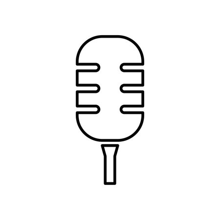Flat line microphone vector on white background. Mic silhouette. Flat stye vector illustrationのイラスト素材