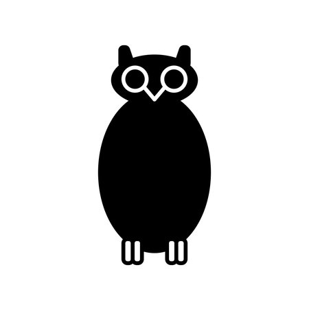 Owl Black Stroke flat Iconのイラスト素材