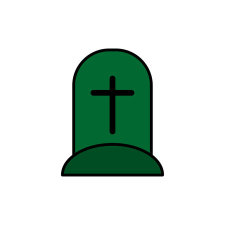 Halloween Grave green icon, Flat design, Helloween themeのイラスト素材