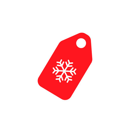 Red Price tag with snowflakes. Flat design. Vector graphics.のイラスト素材
