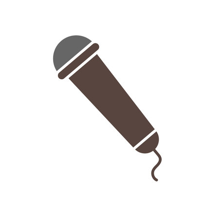 Brown Retro microphone vector on white background. Mic silhouette. Flat stye vector illustrationのイラスト素材