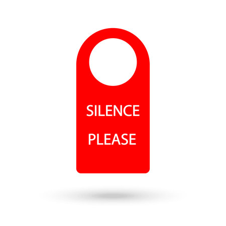 Hotel hanger red sign, Silence please badge or banner.のイラスト素材