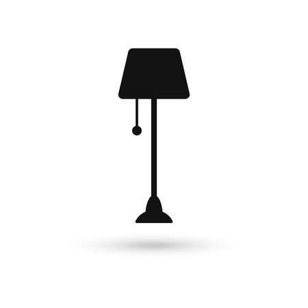 Black Floor lamp vector icon on white backgroundのイラスト素材