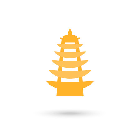 Chinese pagoda bright yellow material minimal icon or logo designのイラスト素材