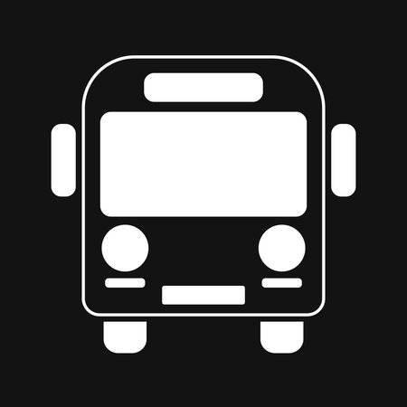 School Bus Outline Flat Icon on black background.のイラスト素材