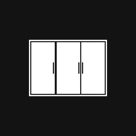 Cupboard, wardrobe, furniture flat line icon. Isolated on black backgroundのイラスト素材