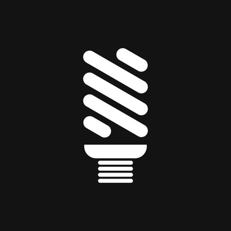 Economical LED illuminated lightbulb icon isolated on black background. Save energy lamp. Flat design.のイラスト素材