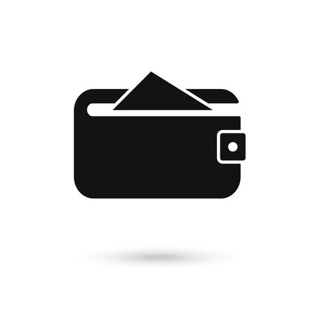 Wallet icon with money in flat style isolated on white background. Vector illustrationのイラスト素材