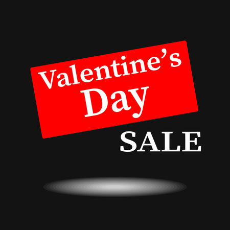 Valentines day sale banner for advertising, leaflets and flyers. Vector illustration on black background.のイラスト素材