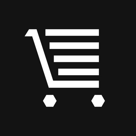 Shopping cart vector icon, flat design. Isolated on black background.のイラスト素材