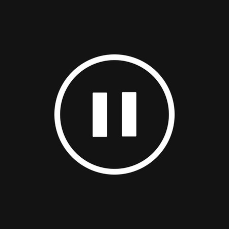 Pause sign. White icon on black background. Pause icon.のイラスト素材