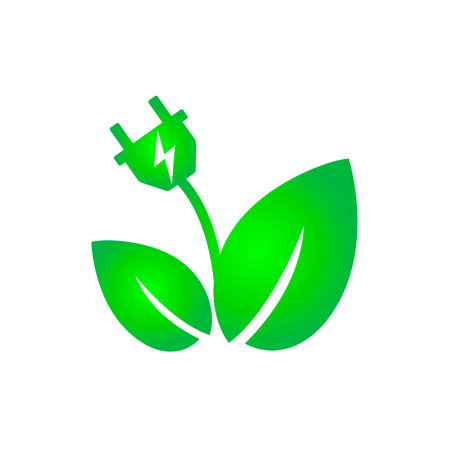 Eco electricity. Green leaf plug electric  concept design template.のイラスト素材