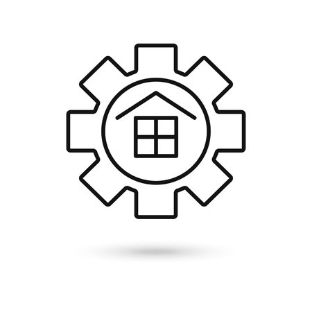 Home Gear Logo Design Template Inspiration. Vector illustration. Flat designのイラスト素材