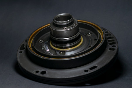 Transmission pump assembly close up on black background